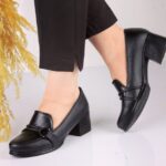 کفش طبی زنانه با رویه چرم و پاشنه 5 سانت (M)