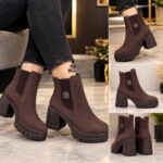 نیم بوت زنانه مدل طلا با رویه چرم هورس و پاشنه 8 سانت - تصویر 5